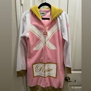 Tipsy Elves Zip up Sequin Hoodie Dress Rose Champagne Large Comfy Costume